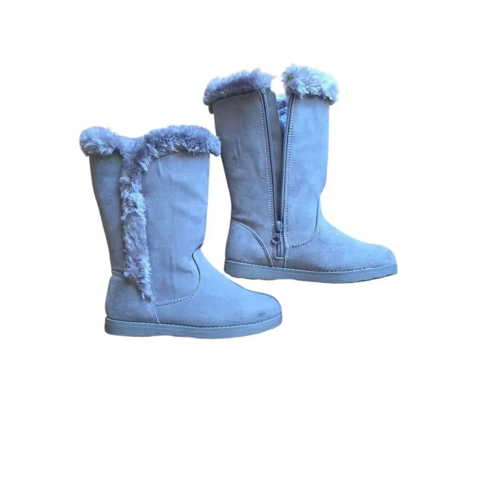 Kids's Gray Fur-Lined Boots